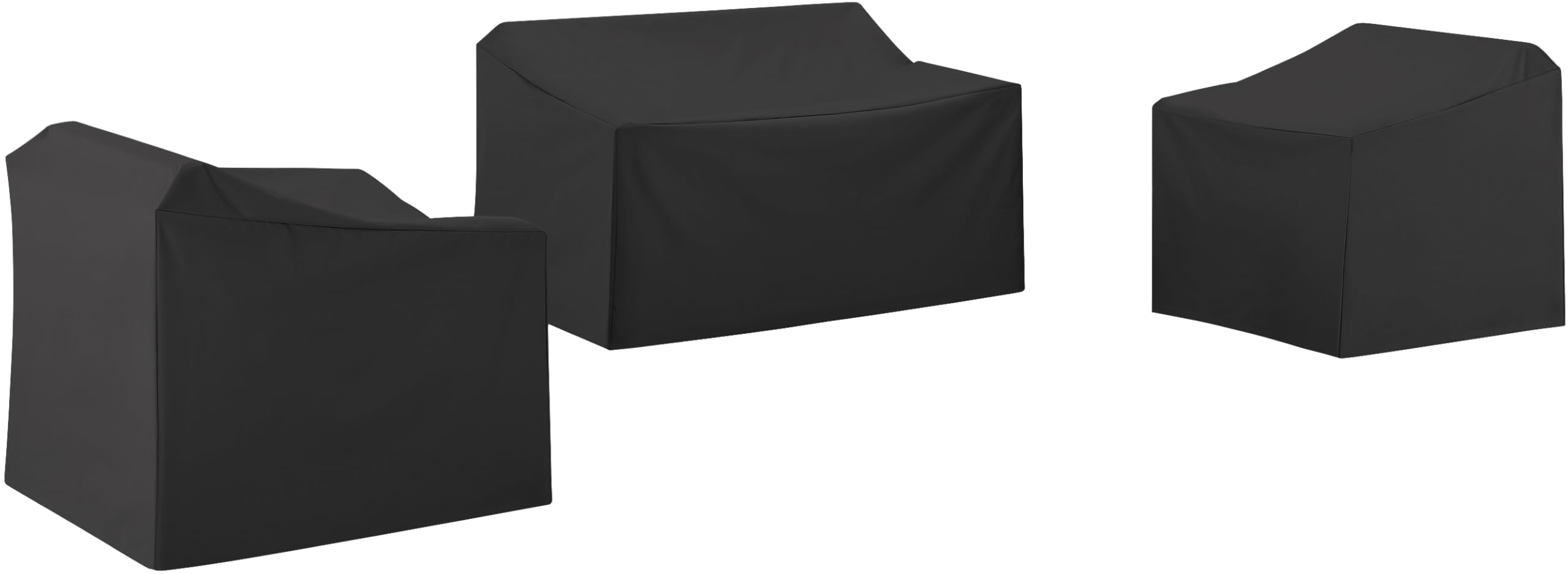 Crosley Furniture Patio Furniture Covers, Waterproof 3-Piece Cover Set For Outdoor Chairs And Loveseat, Black