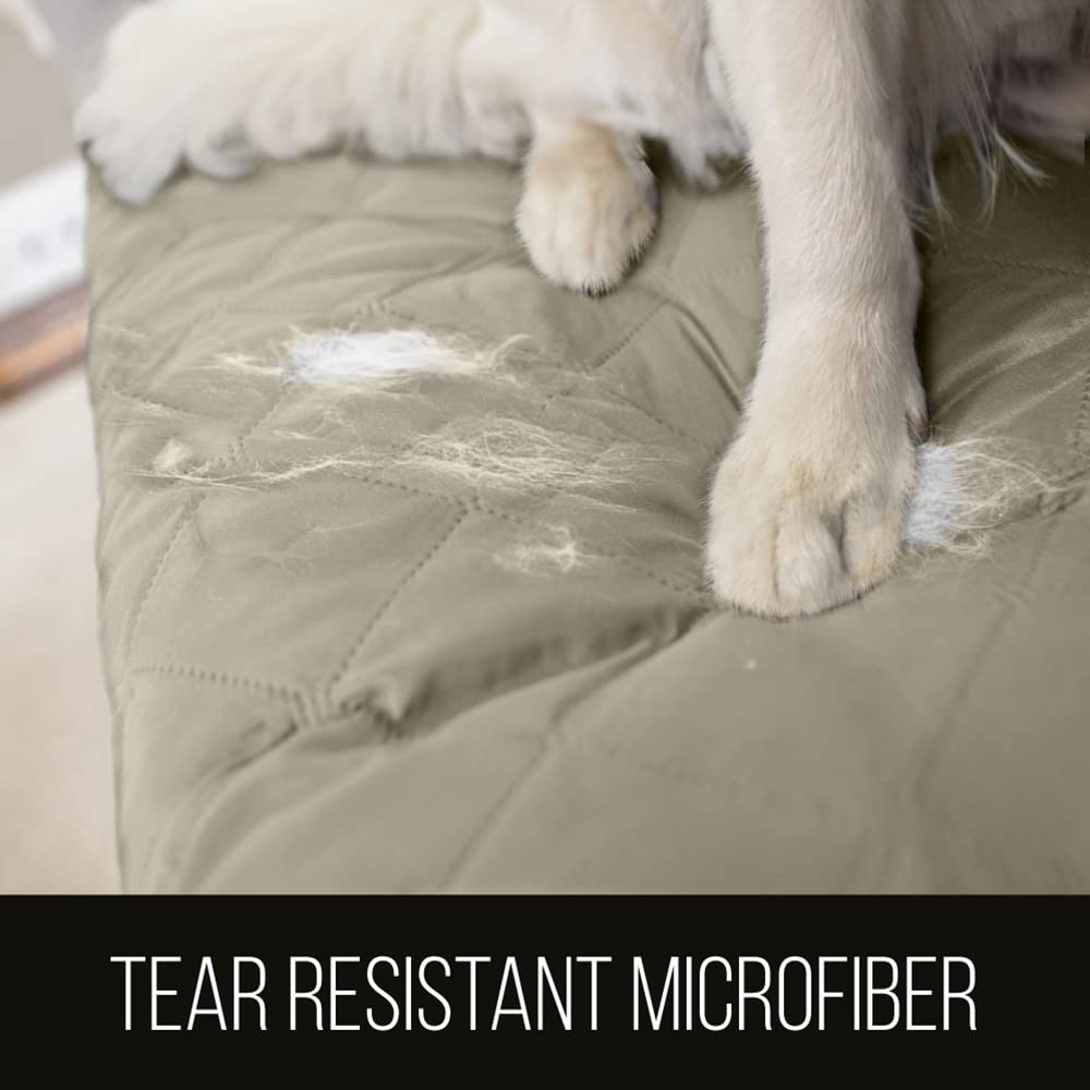 Sofa Shield Patented Chair Slipcover, Reversible Tear Resistant Soft Quilted Microfiber, 48” Seat Width, Durable Furniture Stain Protector With Straps, Washable Cover For Dogs, Kids, Light Taupe