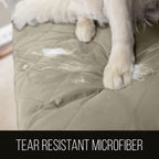 Sofa Shield Patented Couch Slip Cover, Large Cushion Protector, Reversible Stain And Dog Tear Resistant Slipcover, Quilted Microfiber 62” Seat, Washable Covers For Dogs Pets Kids, Light Taupe
