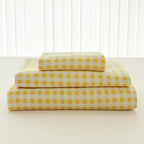 NSNLGSGC Yellow Gingham Twin Sheet Set, Soft Brushed Microfiber Yellow Plaid Twin Bed Sheets, 3-Pieces Sheet Set with Deep Pocke