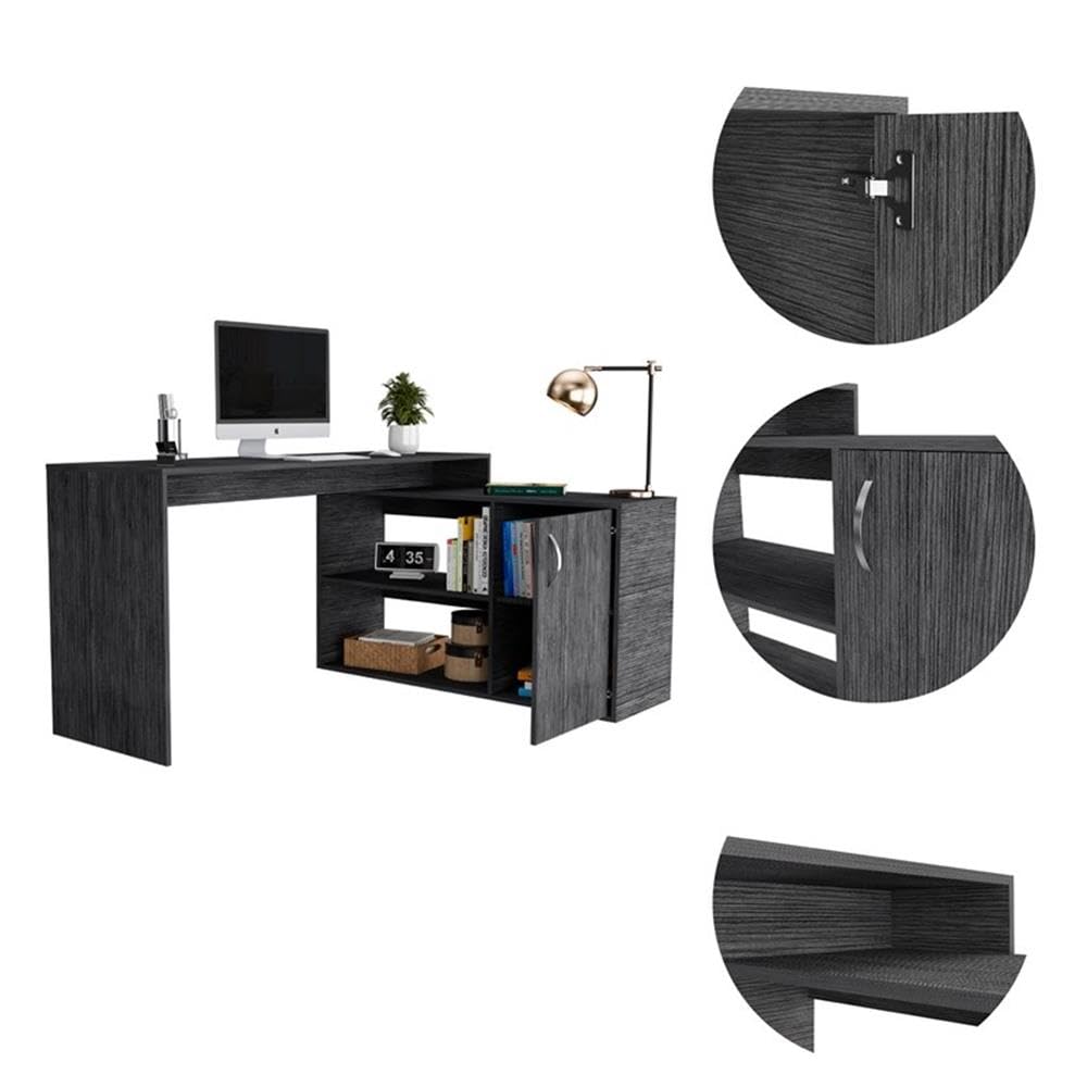 TUHOME Axis L-Shaped Desk Engineered Wood Desks in Gray