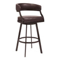 Benjara bar Stool 30 Inch Leatherette Barstool with Low Curved Back, Brown
