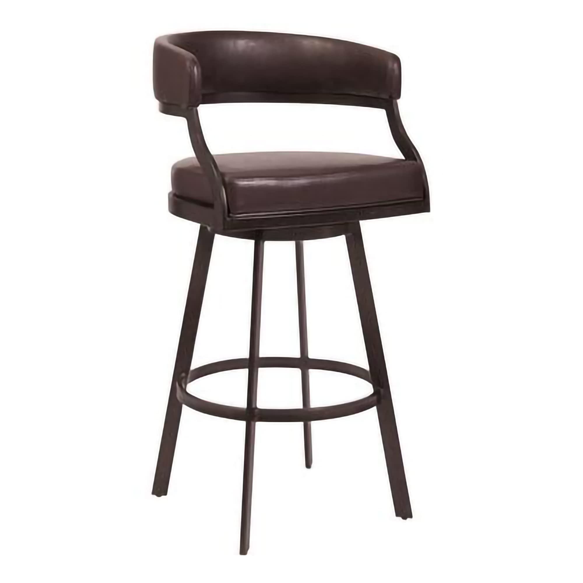 Benjara bar Stool 30 Inch Leatherette Barstool with Low Curved Back, Brown