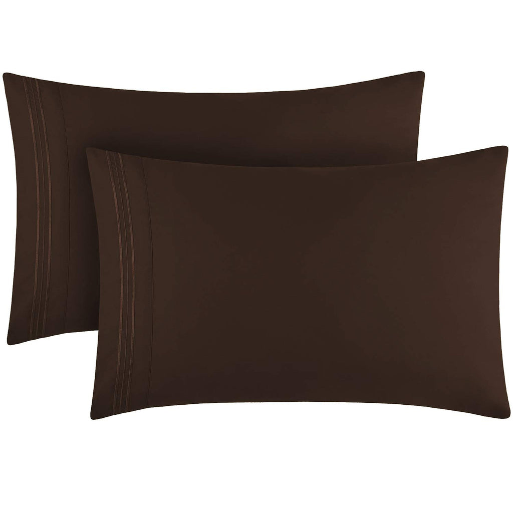 Mellanni King Size Pillow Cases 2 Pack - Pillow Covers - Pillow Protector - Luxury Bedding Sheets & Pillowcases - Envelope Closure - Wrinkle, Fade, Stain Resistant (Set Of 2 King Size, Brown)