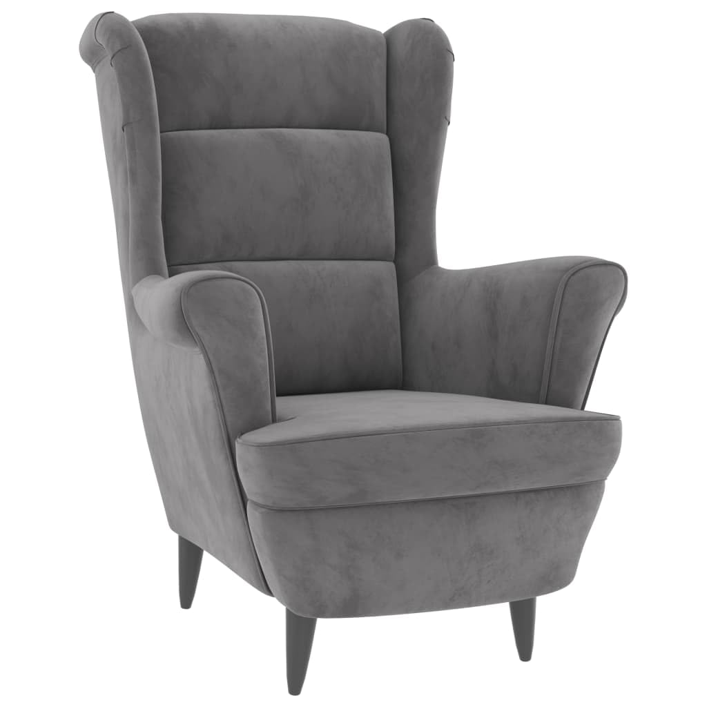 vidaXL Light Gray Velvet Armchair with Sturdy Plywood Frame and Comfortable Seat, Retro-Inspired Design for Home Decor
