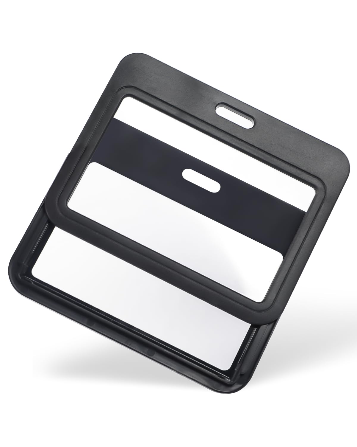 Uniclife 3 Pack Sliding Badge Holder With Double-Sided Windows Horizontal Plastic Case Black Card Protector Pouch For Office Sch