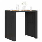 vidaXL Patio Table - Acacia Wood Top Outdoor Dining Table in Black Poly Rattan - 41.3"x31.5"x43.3" for Garden, Patio, Deck