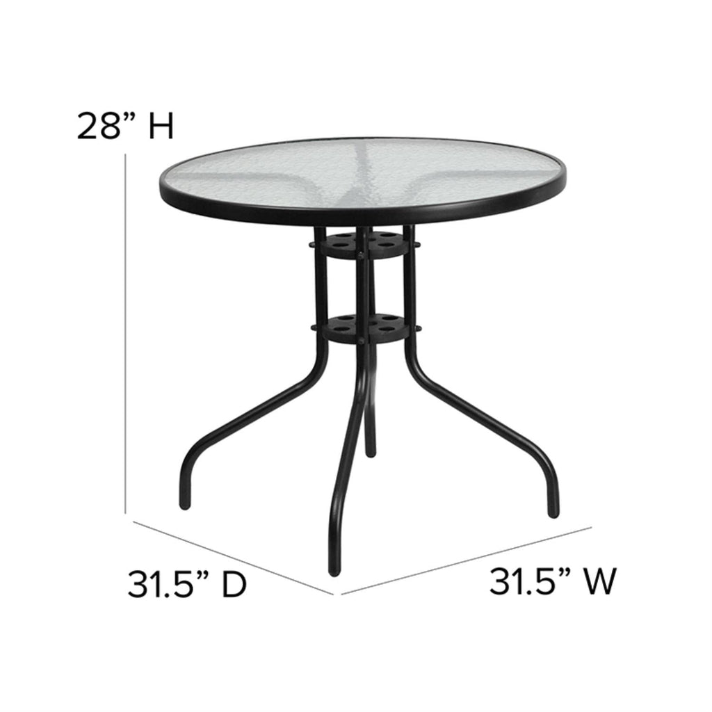 Flash Furniture Bellamy 31.5'' Round Tempered Glass Metal Table