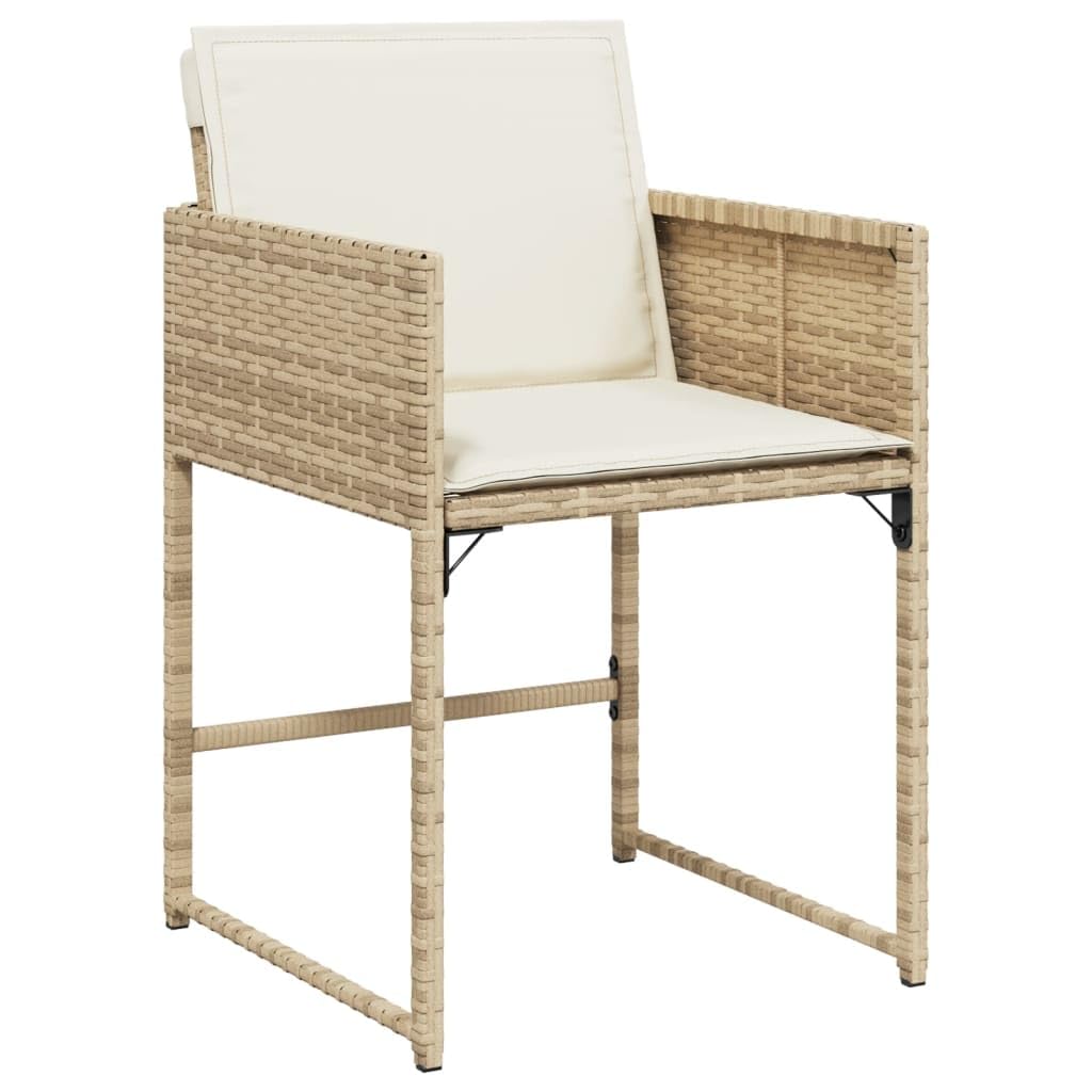 vidaXL - 13 Piece Patio Dining Set with Cushions - Beige Poly Rattan/Table & Chairs - Tempered Glass Top - Folding Backrest - 129.9"x41.7"x28.7" Table - Thick Padded Washable Cushions - Outdoor...