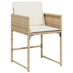 vidaXL - 13 Piece Patio Dining Set with Cushions - Beige Poly Rattan/Table & Chairs - Tempered Glass Top - Folding Backrest - 129.9"x41.7"x28.7" Table - Thick Padded Washable Cushions - Outdoor...