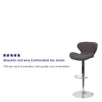 Flash Furniture Contemporary Charcoal Fabric Adjustable Height Barstool with Curved Back and Chrome Base