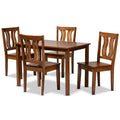Baxton Studio Zamira Modern and Contemporary Transitional Walnut Brown Finished Wood 5-Piece Dining Set