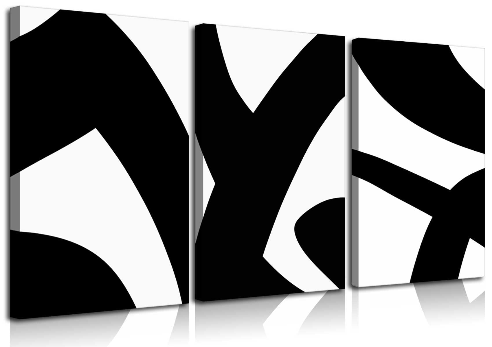 3Pcs Framed Black and White Abstract Canvas Wall Art Modern Minimalist Line Drawing Posters Prints Mid Century Wall Decor Pictur