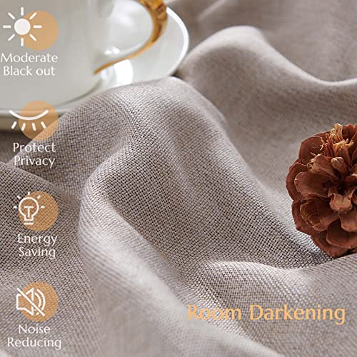 Jinchan 75% Blackout Curtain 63 Inch Length Taupe Curtain For Bedroom Living Room Curtain 1 Panel Texture Curtain Grommet Top Window Drape 72 Inches Wide By 63 Inches Long