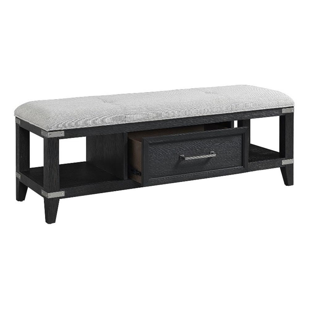 Intercon Laguna Bedroom 52" Wide Bench with Drawer, Weathered Steel