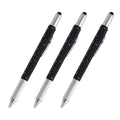 Stylus Pen, 7-In-1 Multi-Tool Pen Touchscreen Stylus, Ballpoint Pen, Ruler, Level, Phillips Screwdriver And Flathead (3 Pack Bla