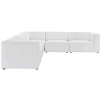Modway Mingle Vegan Leather 5-Piece Sectional Sofa, White