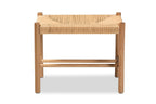 Baxton Studio Saura Mid-Century Modern Oak Brown Finished Wood and Hemp Accent Bench