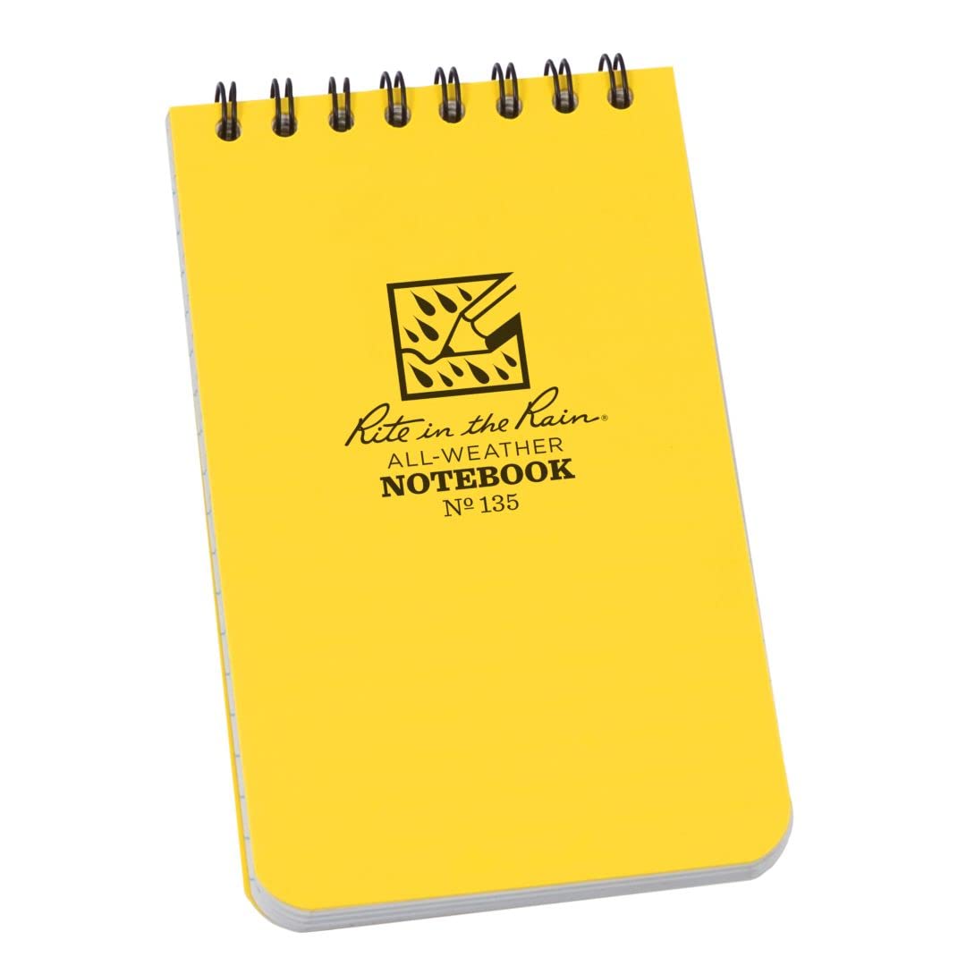 Rite In The Rain Weatherproof Top Spiral Notebook, 3' X 5', Yellow Cover, Universal Pattern (No. 135)