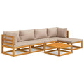 vidaXL 6 Piece Patio Lounge Set with Taupe Cushions Solid Wood