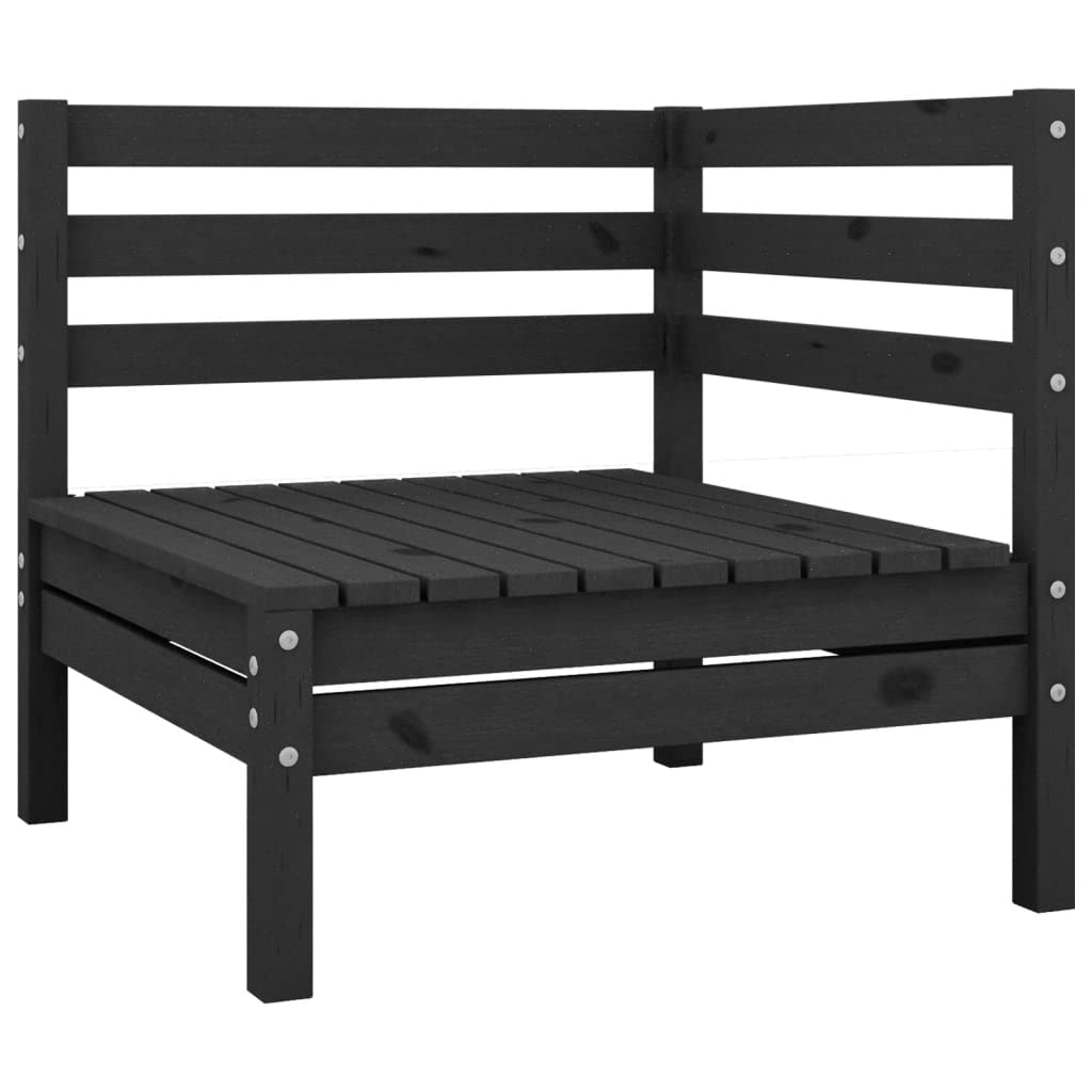 vidaXL Solid Pinewood Patio Lounge Set 12 Piece Garden Outdoor Terrance Backyard Furniture Set Wooden Lounge Sofa Seating Chair Seat Black