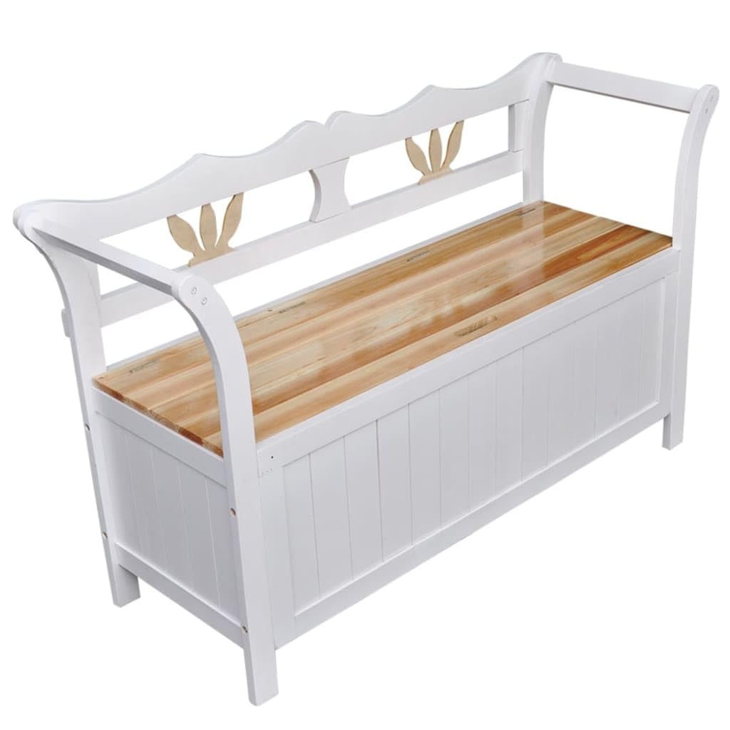 vidaXL Storage Bench 49.6"x16.5"x29.5" Wood White