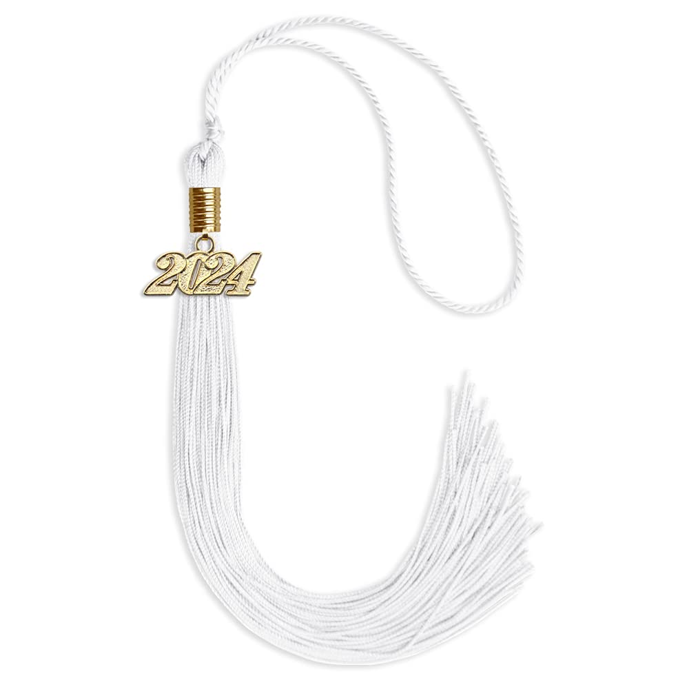 Endea Graduation Single Color Tassel with Gold Date Drop (White, 2024)