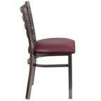 Flash Furniture Hercules Series Clear Coated Ladder Back Metal Restaurant Chair - Burgundy Vinyl Seat