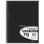 Top Flight Standards 1-Subject Notebook, 70 Sheets, Perforated, Wide Rule, Color May Vary (31306)