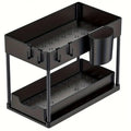 Kleverdot 2Tier Under Sink Organiser With Sliding Drawers, PullOut Storage Shelf For Kitchen And Bathroom, Black