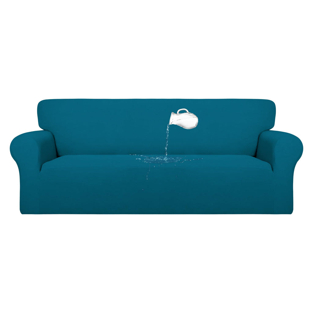 Purefit 100% Dual Waterproof Couch Cover Slipcovers For Couches And Sofas - Stretch Non Slip Fleece Sofa Covers Washable, Leakproof Furniture Protector For Kids, Pets, Dog (Sofa, Peacock Blue)