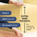 Extra Deep King 4 Piece Bedding Sheet Set - Breathable & Cooling - Hotel Luxury Bed Sheets Set - Easy Fit - Soft, Wrinkle Free & Comfy Yellow Bedding Sheets - Extra Deep Pockets Bed Sheet Set