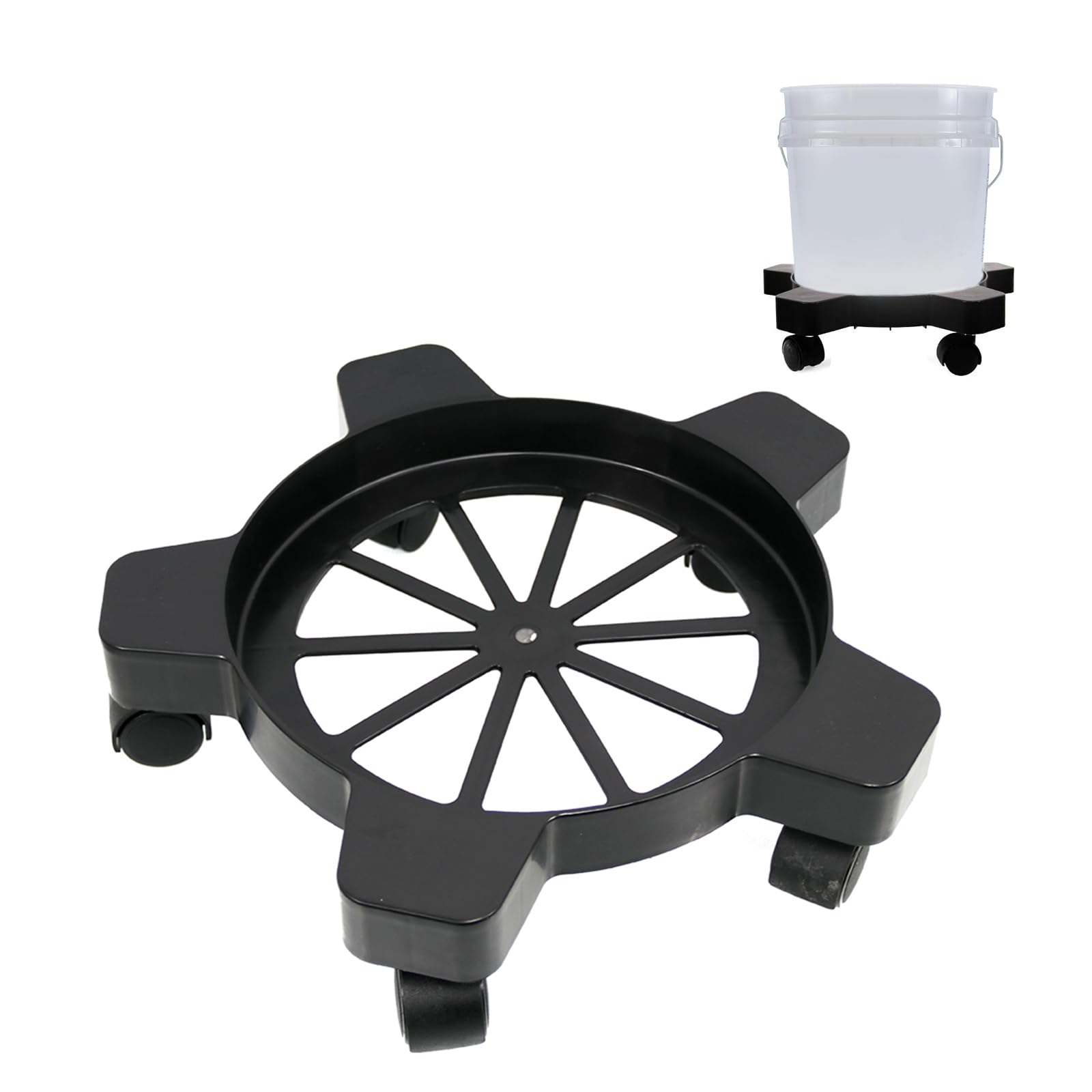 CNQLIS 5 Gallon Heavy Duty Drum Dolly with 5 Swivel Wheel Casters 77 Pound Capacity Drum CartAnti-Tipping for Flower Pots and Bu
