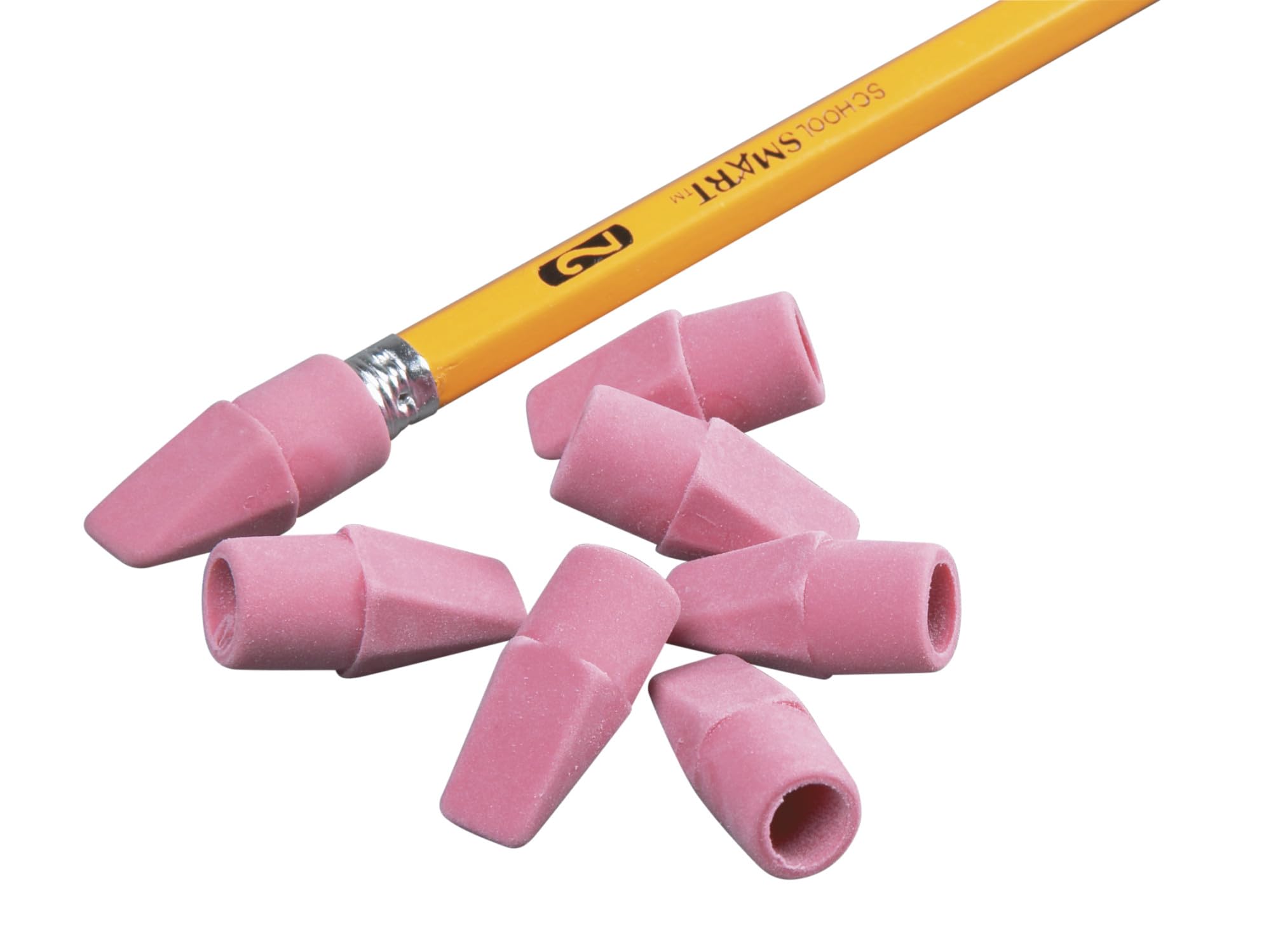 School Smart Pencil Tip Wedge Cap Eraser, Pink, Pack Of 144