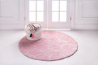 Unique Loom Trellis Frieze Collection Area Rug - Rounded (3' Round, Light Pink/ Ivory)