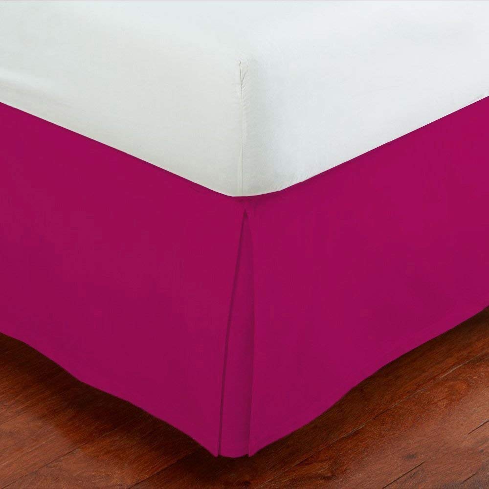 Full Size Luxury Tailored Bed Skirt 14'' Drop Pleated Styling Dust Ruffled Solid Hot Pink New