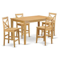 East West Furniture CAPB5H-OAK-W 5 Piece Kitchen Counter Height Dining Table Set Includes a Rectangle Pub Table and 4 Dining Room Chairs, 36x60 Inch, Oak