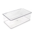 Isaac Jacobs Medium Stackable Organizer Bin (10.75   x6.5   x3.7   ) w/ Hinged Lid, Clear Storage Box, Home, Office, School, Fri