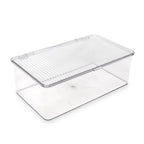 Isaac Jacobs Medium Stackable Organizer Bin (10.75   x6.5   x3.7   ) w/ Hinged Lid, Clear Storage Box, Home, Office, School, Fri