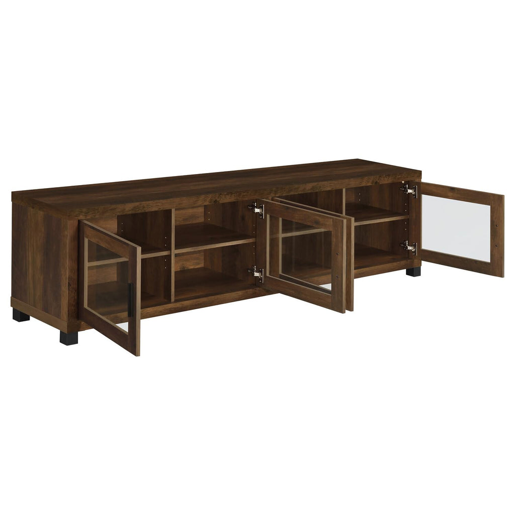 Coaster Home Furnishings Sachin 79-Inch TV Stand for TVs up to 85 Inch 4-Door Entertainment Center Media Console Adjustable Shelves Engineered Wood Eco-Friendly Laminate Dark Pine 736293