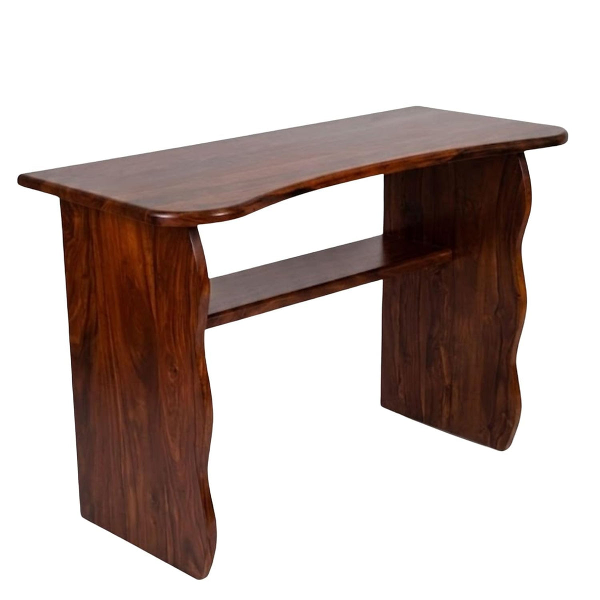 Sheesham Studio Multipurpose Handmade Wooden Desk With Open Storage Shelf For Bedroom Office & Study Room