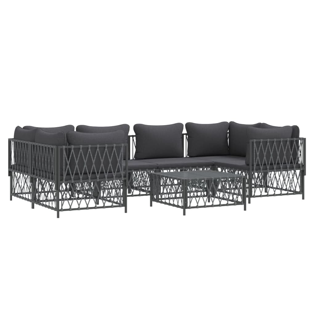 vidaXL Patio Furniture Set 7 Piece, Sectional Sofa with Cushions, Patio Lounge Set for Outdoor Garden Lawn Backyard, Anthracite 