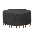 Porch Shield Round Patio Furniture Cover - Waterproof 600D Heavy Duty Outdoor Table And Chairs Cover 62 Inch, Black