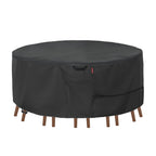 Porch Shield Round Patio Furniture Cover - Waterproof 600D Heavy Duty Outdoor Table And Chairs Cover 62 Inch, Black