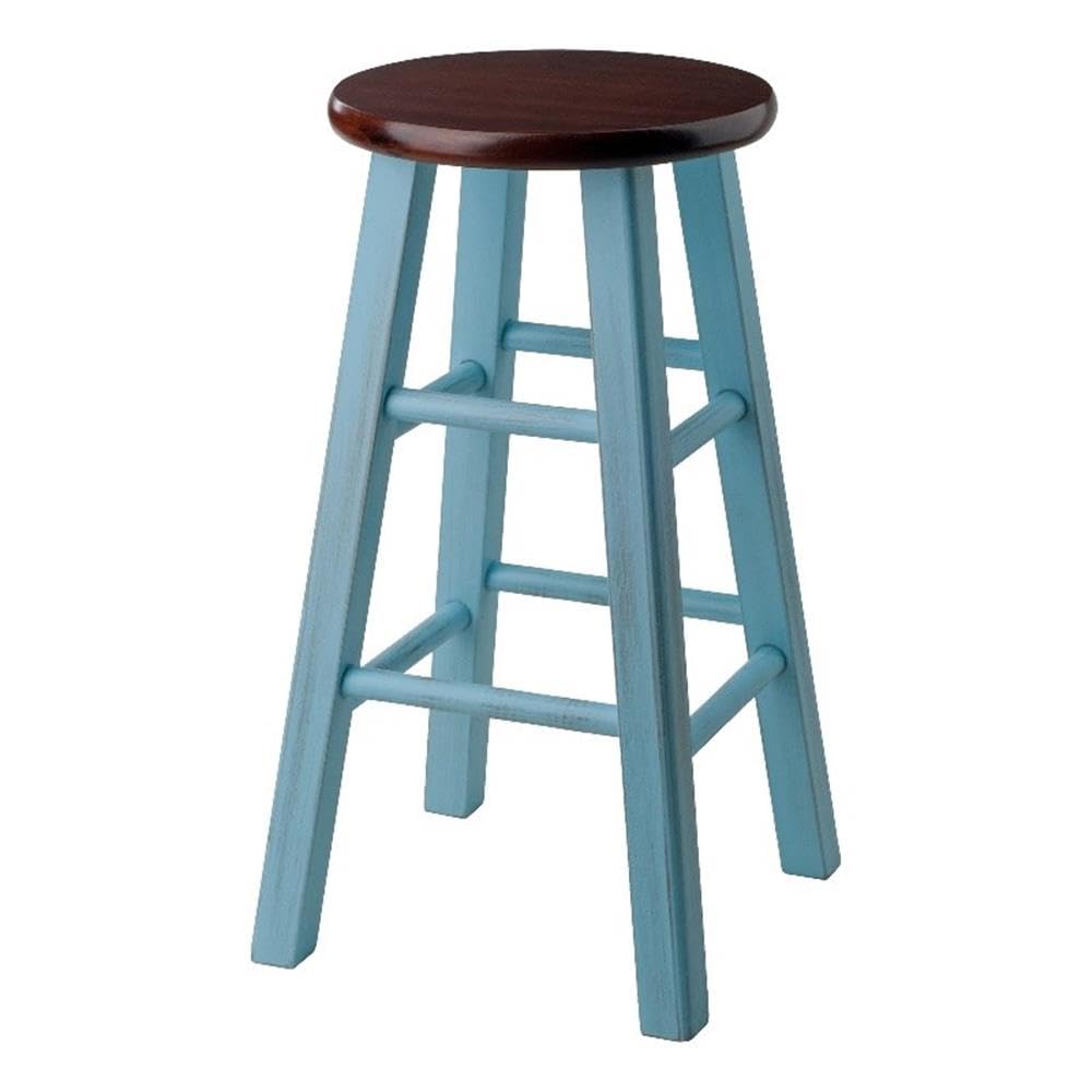 Winsome Wood Ivy Counter Stool, Rustic Light Blue and Walnut, 24