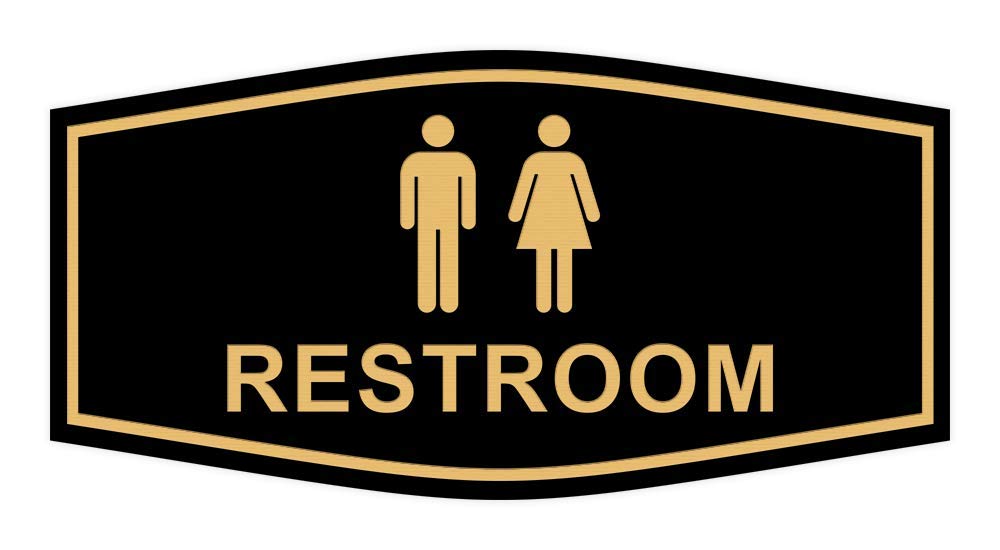 Signs Bylita Fancy Unisex Restroom Sign(Black Gold) - Large
