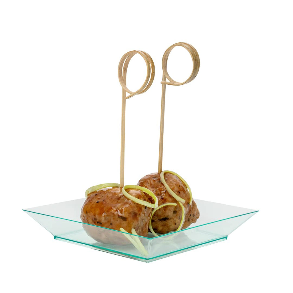 Restaurantware Square Seagreen Plastic Small Modern Plate - 4'' x 4'' x 1/2'' - 100 count box