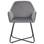 vidaXL Dining Chairs 6 Pcs, Accent Arm Chair with Metal Legs, Upholstered Dining Room Chair for Living Room, Modern Style, Gray Velvet
