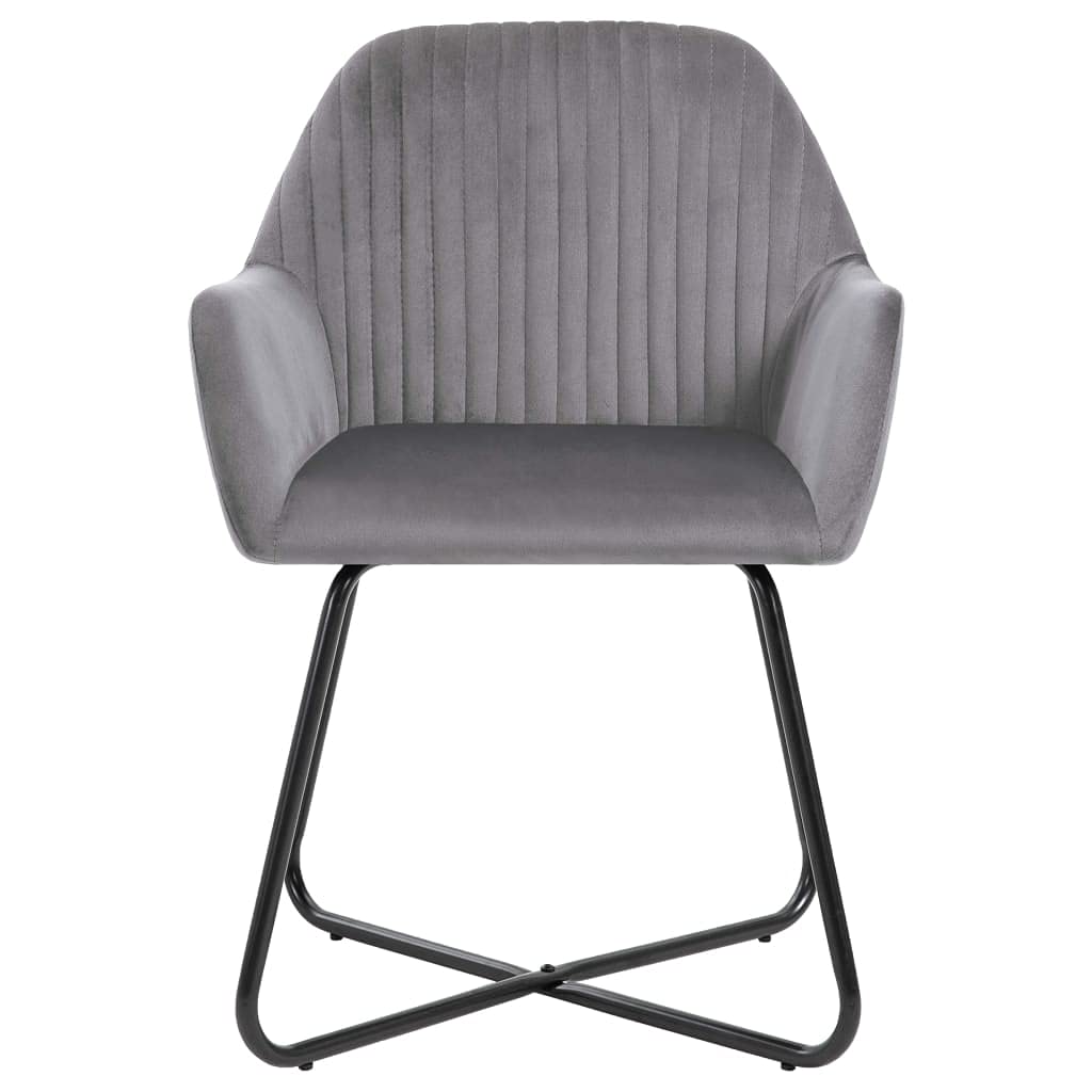 vidaXL Dining Chairs 6 Pcs, Accent Arm Chair with Metal Legs, Upholstered Dining Room Chair for Living Room, Modern Style, Gray Velvet