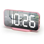 ALANAS Digital Alarm Clock with Dual Alarms, Mirror LED Bedroom Alarm Clocks for Kids, Adjustable Brightness, Snooze, 2 USB Port